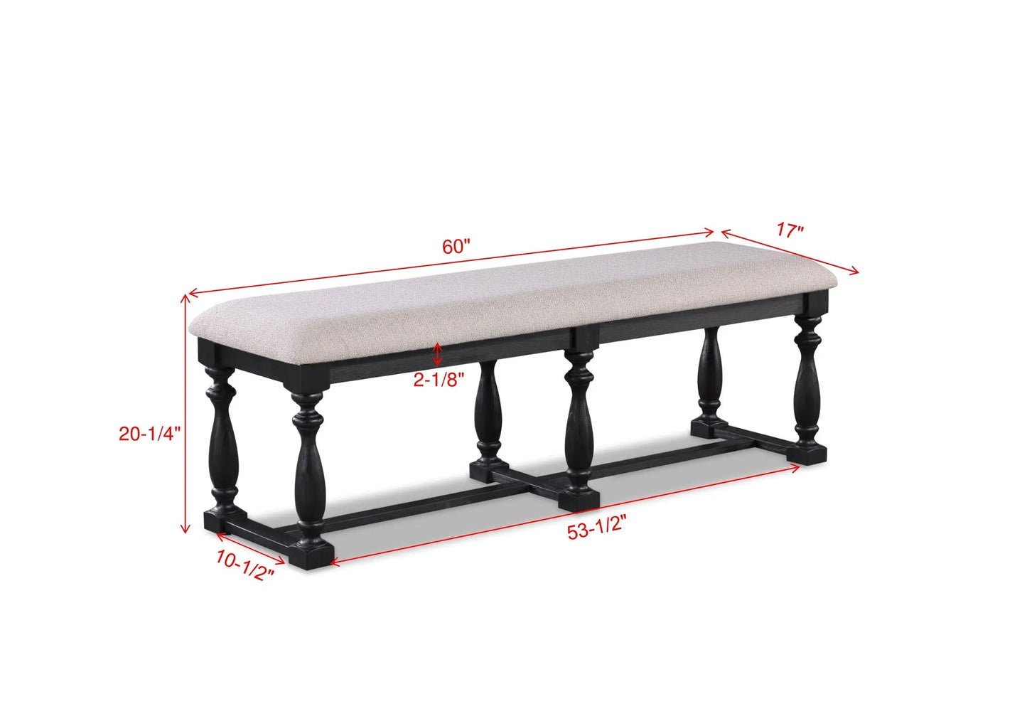 Regent Charcoal Black Dining Bench Crown Mark