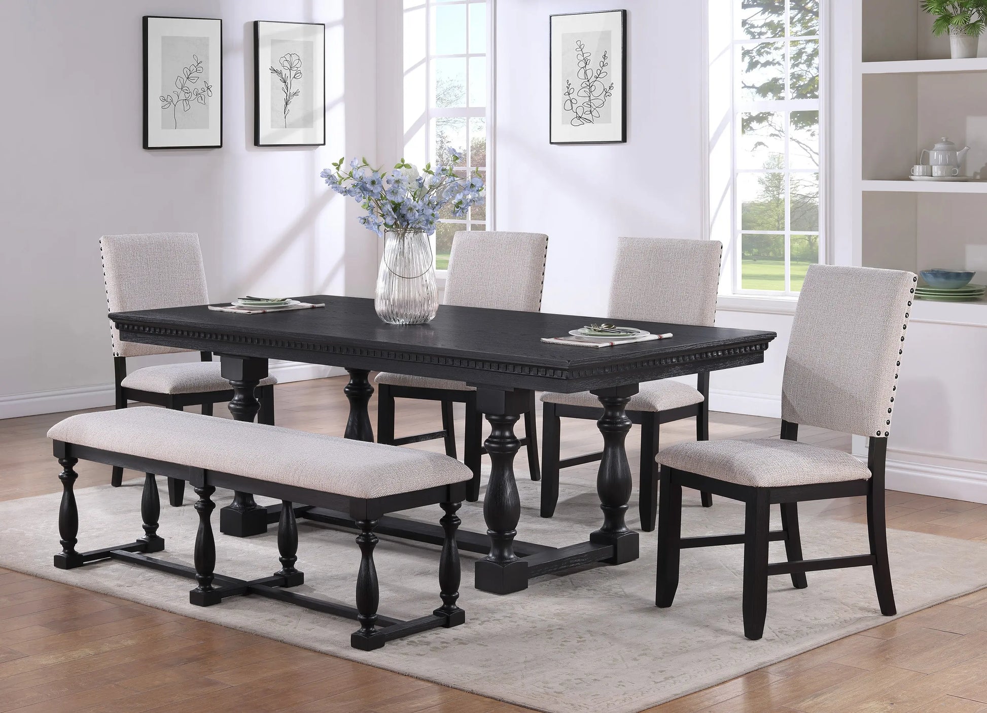 Regent Charcoal Black Dining Set Crown Mark