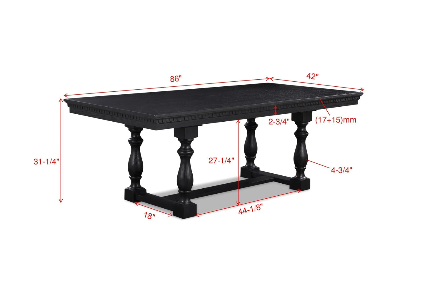 Regent Charcoal Black Dining Set Crown Mark