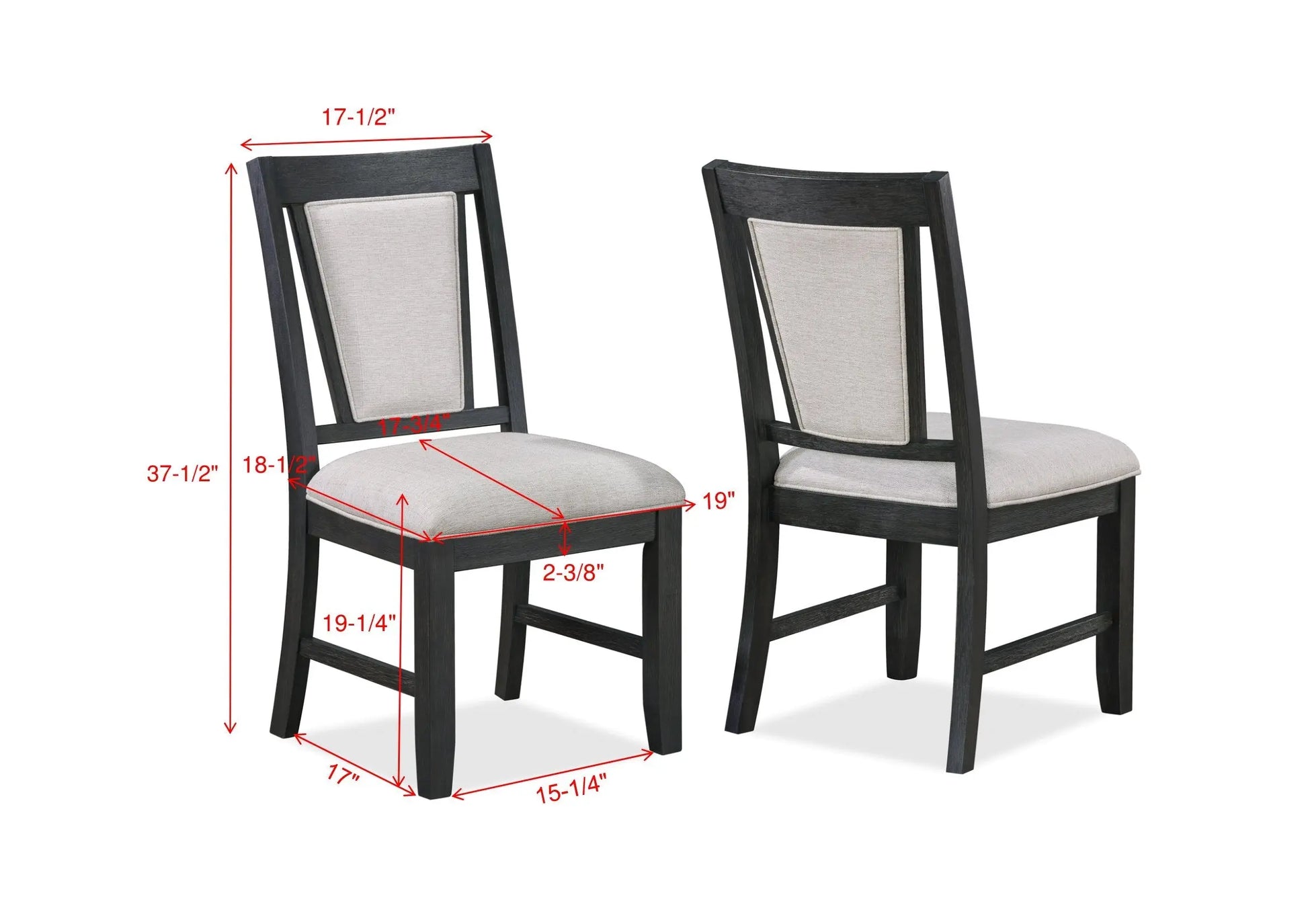 Stevens Charcoal Black/Light Gray Dining Chair, Set of 2 Crown Mark