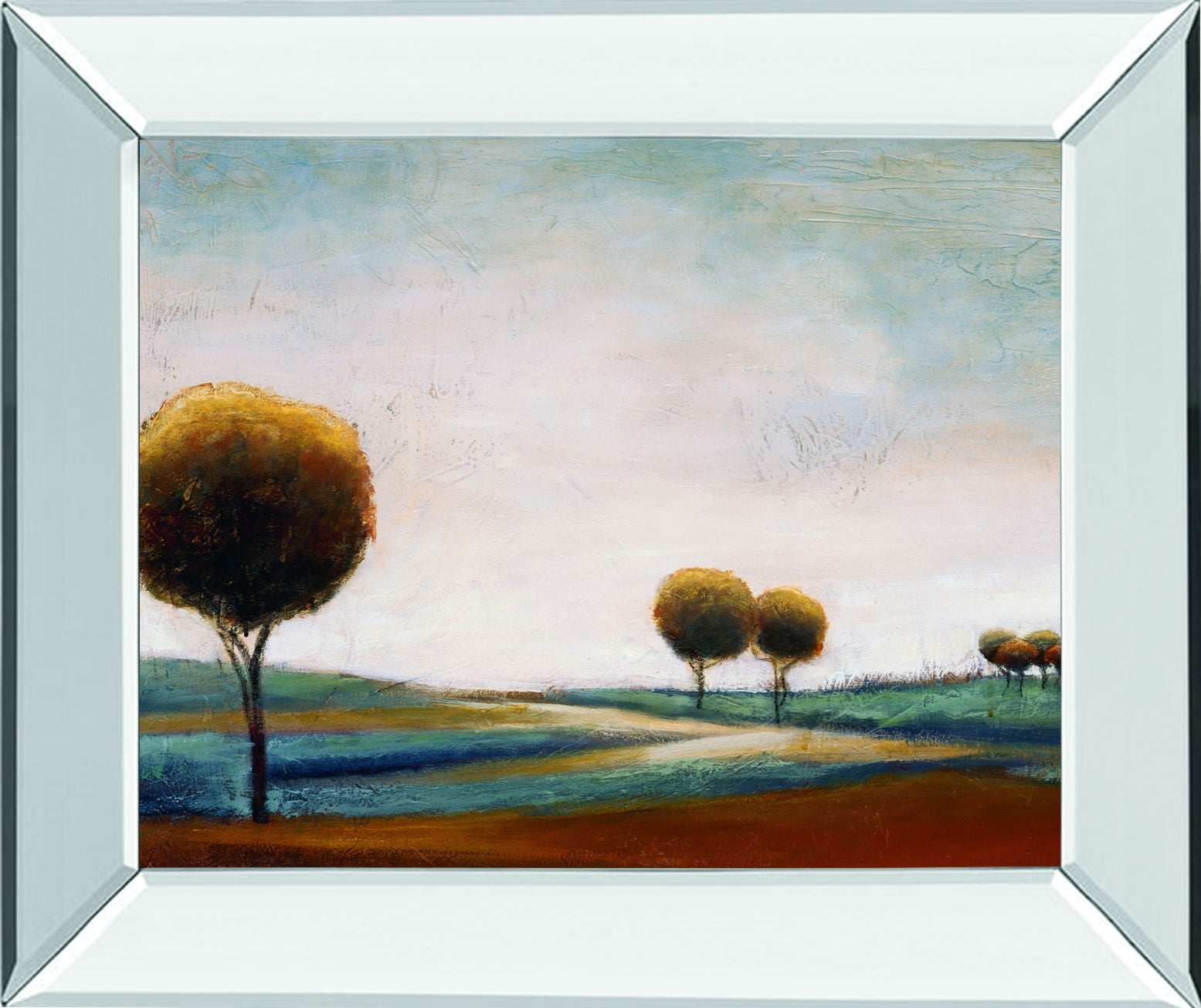 Tranquil Plains I By Ursula Salemink-Roos - Mirror Framed Print Wall Art - Dark Brown Classy Art