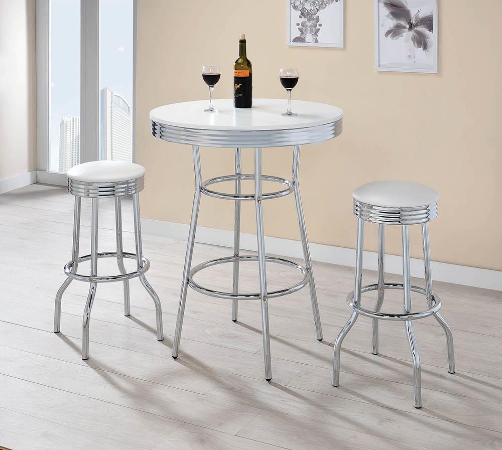 White Contemporary Round Bar Table Coaster Z2 Premium