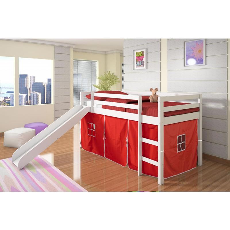 Donco Trading Company Kids Beds Loft Bed 750TW Twin Tent Loft Bed W/Slide (R) Donco Trading Company