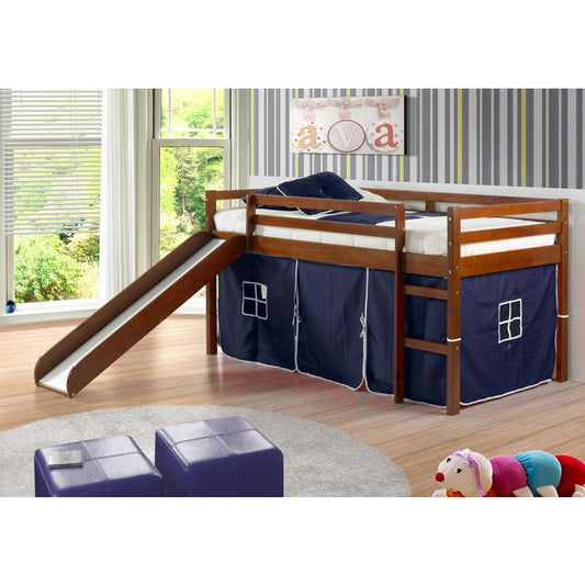 Donco Trading Company Kids Beds Loft Bed 750TE Twin Tent Loft Bed W/Slide (Bl) Donco Trading Company