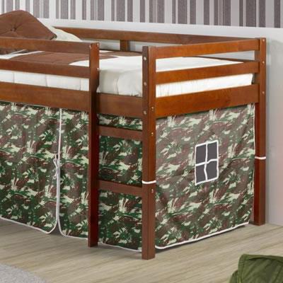 Donco Trading Company Kids Beds Loft Bed 750TE Twin Tent Loft Bed W/Slide Camo Donco Trading Company