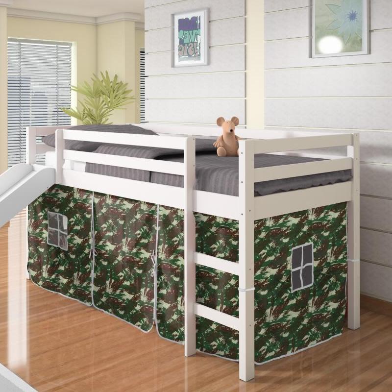 Donco Trading Company Kids Beds Loft Bed 750TW Twin Tent Loft Bed W/Slide Camo Donco Trading Company