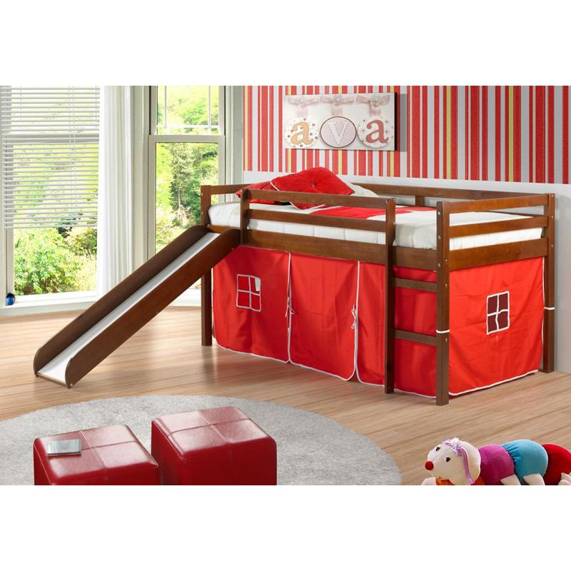 Donco Trading Company Kids Beds Loft Bed 750TE Twin Tent Loft Bed W/Slide (R) Donco Trading Company