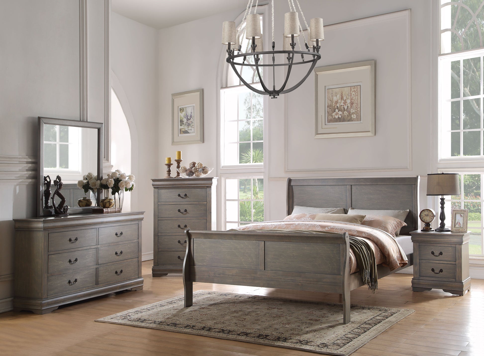 Louis Philippe Antique Gray Queen Bed ACME East