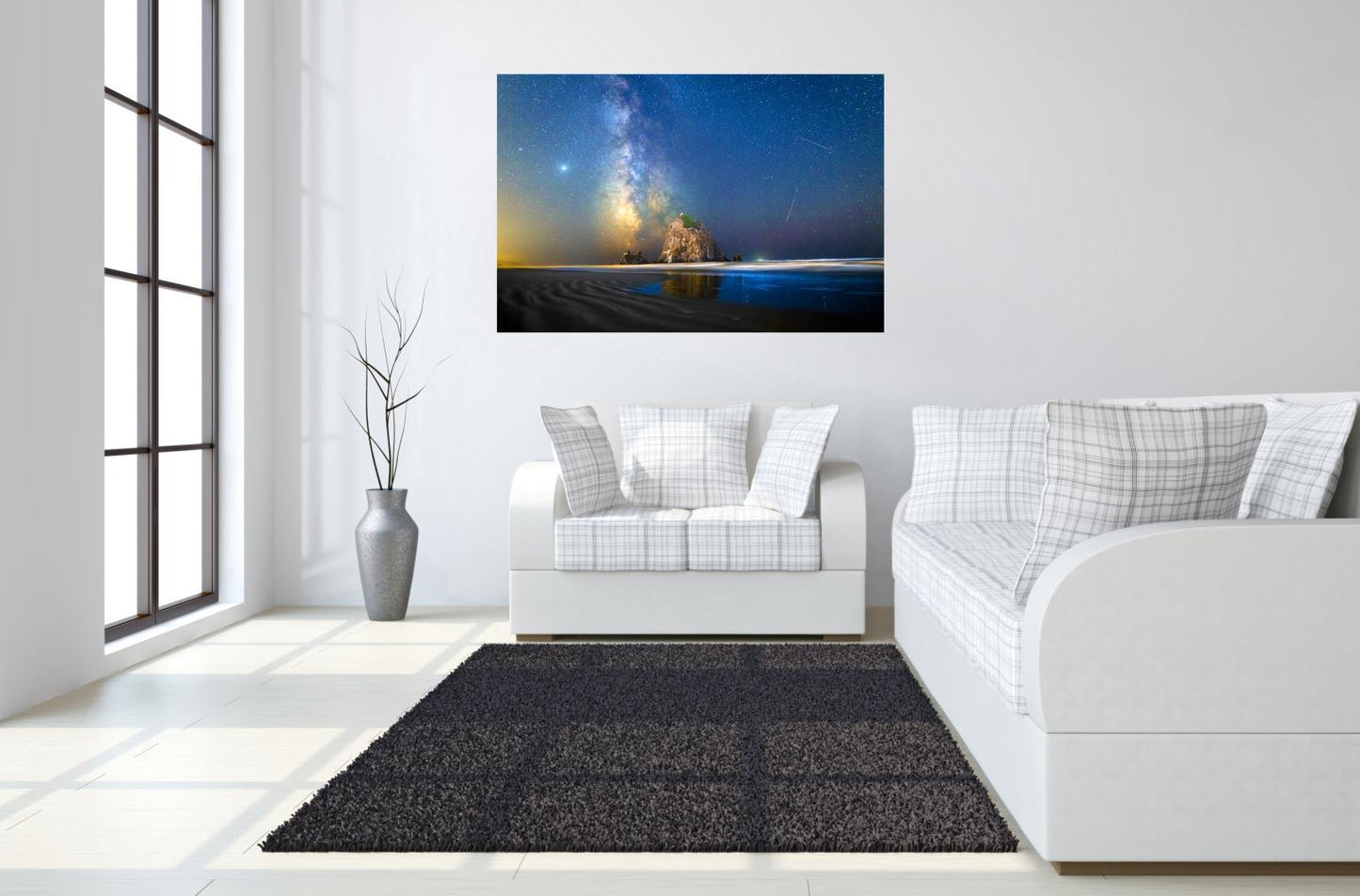 Tempered Glass With Foil - Starry Sea Stack - Blue Classy Art