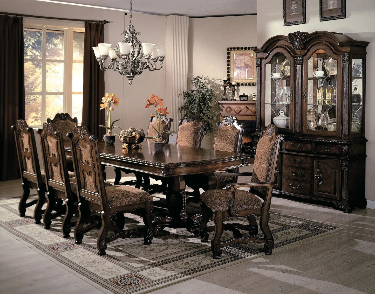 Neo Renaissance Brown Dining Arm Chair, Set of 2 Crown Mark