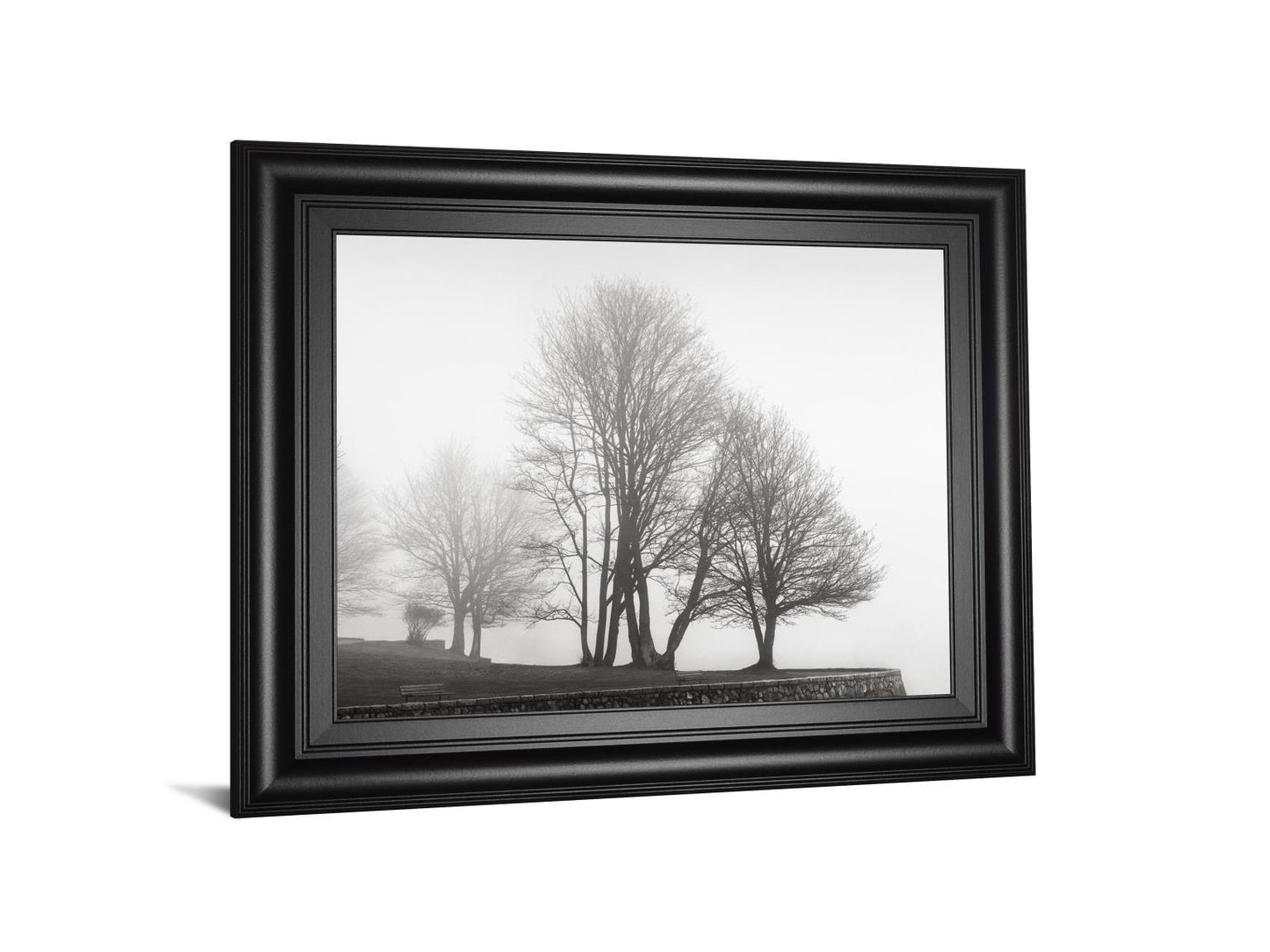 Fog And Trees At Dusk By Lsh - Framed Print Wall Art - Dark Gray Classy Art