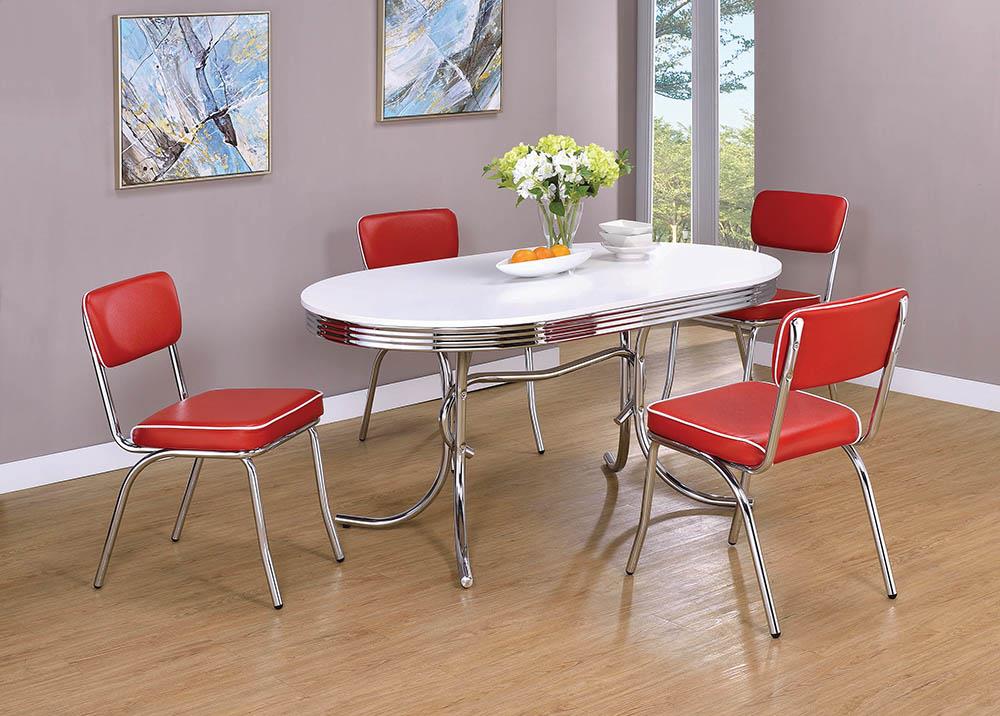 Retro Red and Chrome Dining Chair Coaster Z2 Premium