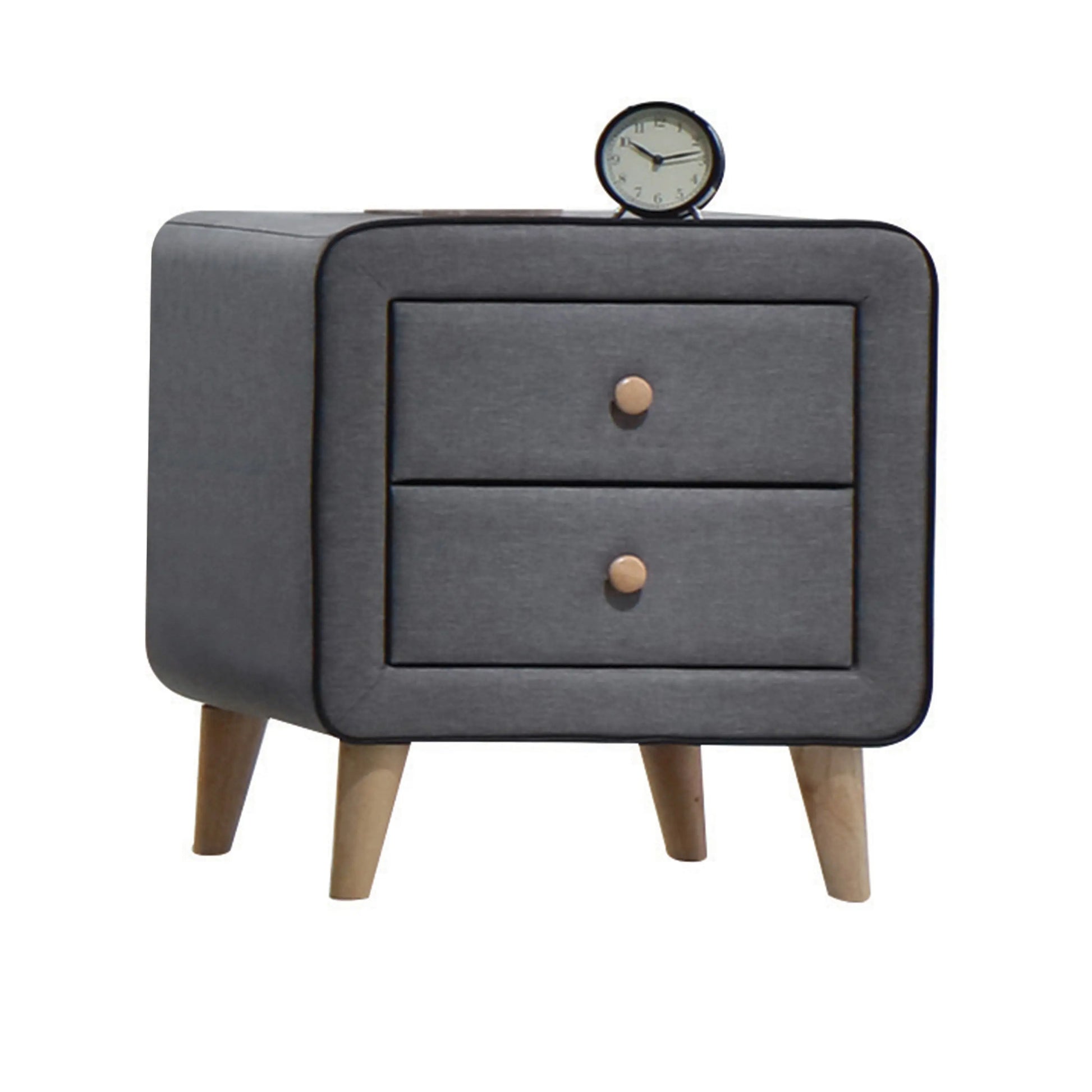 Valda Light Gray Fabric Nightstand ACME East