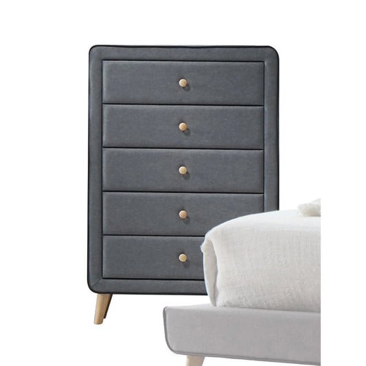 Valda Light Gray Fabric Chest ACME East