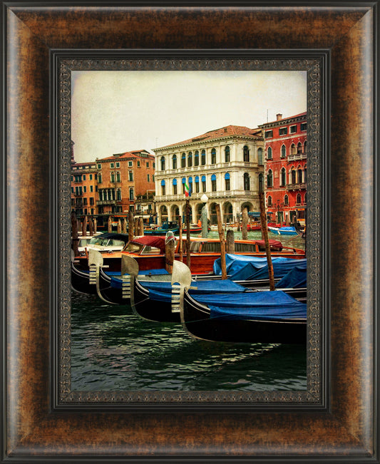 Venctian Canals II By Danny Head - Framed Print Wall Art - Blue Classy Art