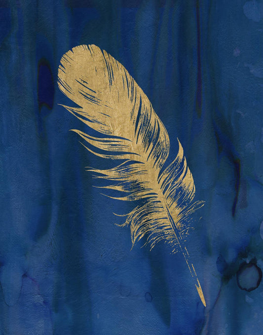 Small - Golden Feather III By Carol Robinson - Blue Classy Art