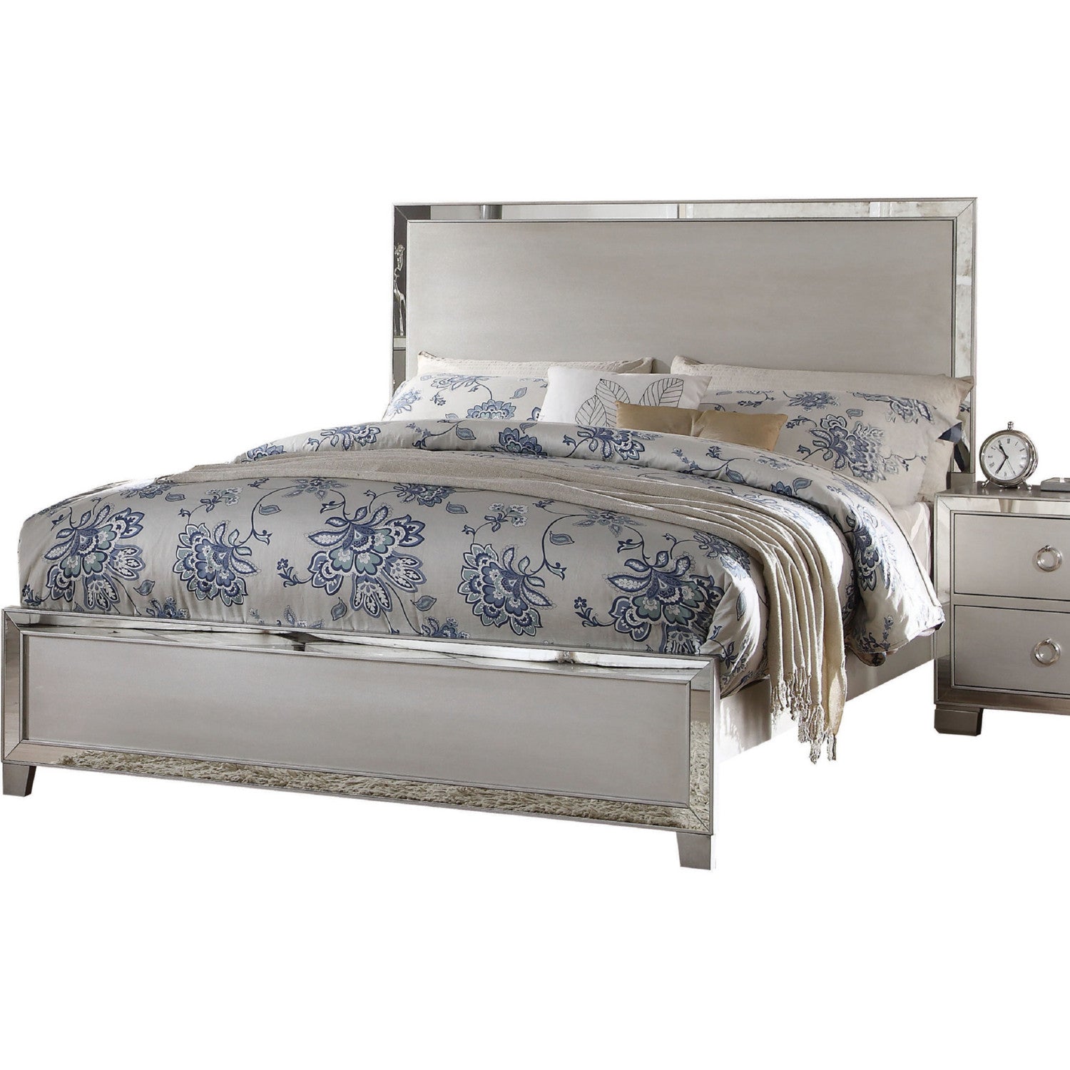 Acme Voeville King Panel Bed in Platinum 24837EK ACME East