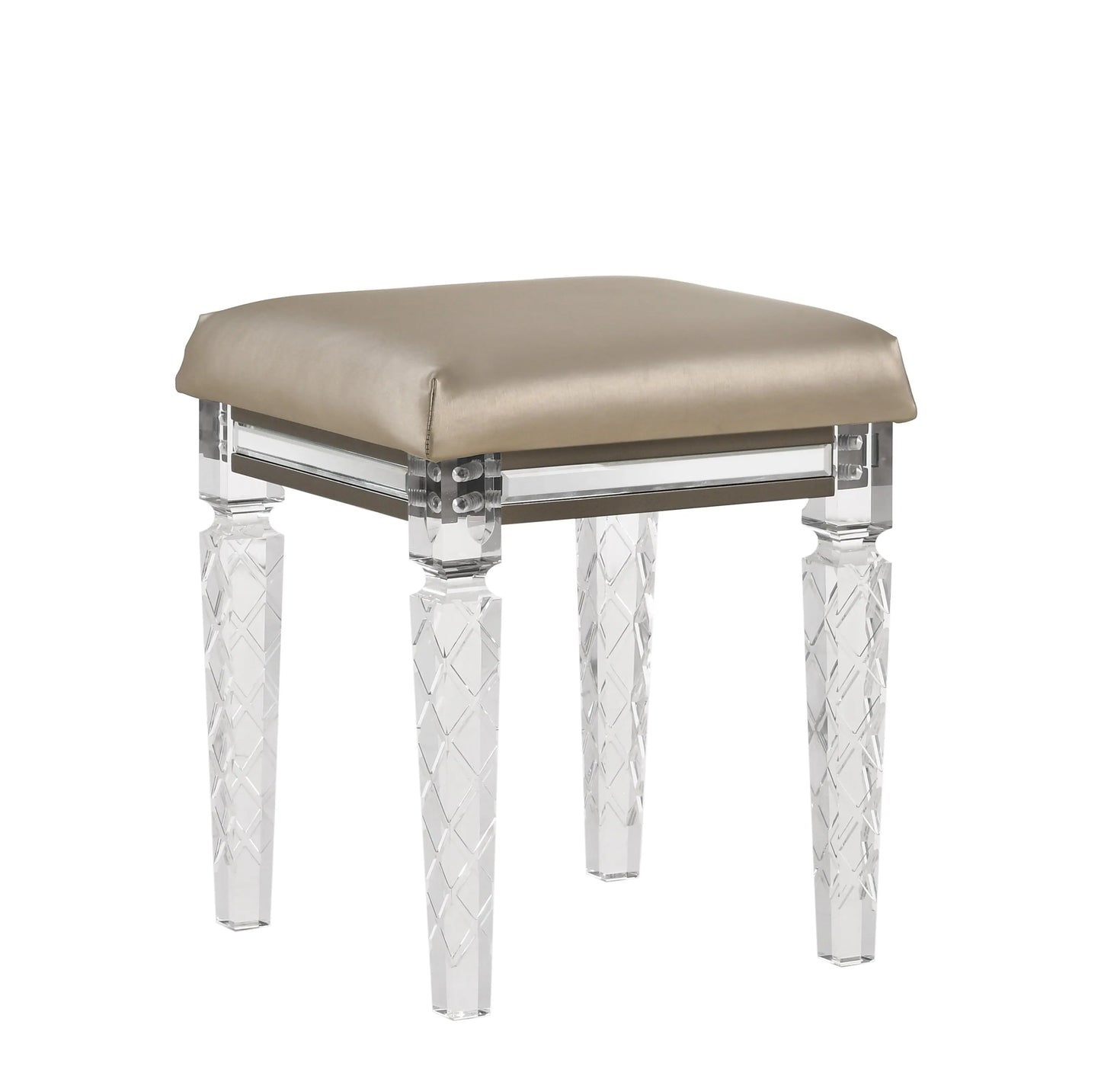 Skylar PU & Dark Champagne Vanity Stool ACME East