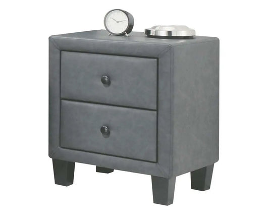 Saveria 2-Tone Gray PU Nightstand ACME East