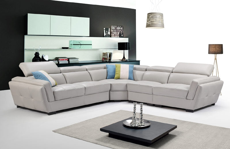 ESF Furniture - 2566 Sectional Sofa in Light Grey - 2566-SEC ESF Furniture