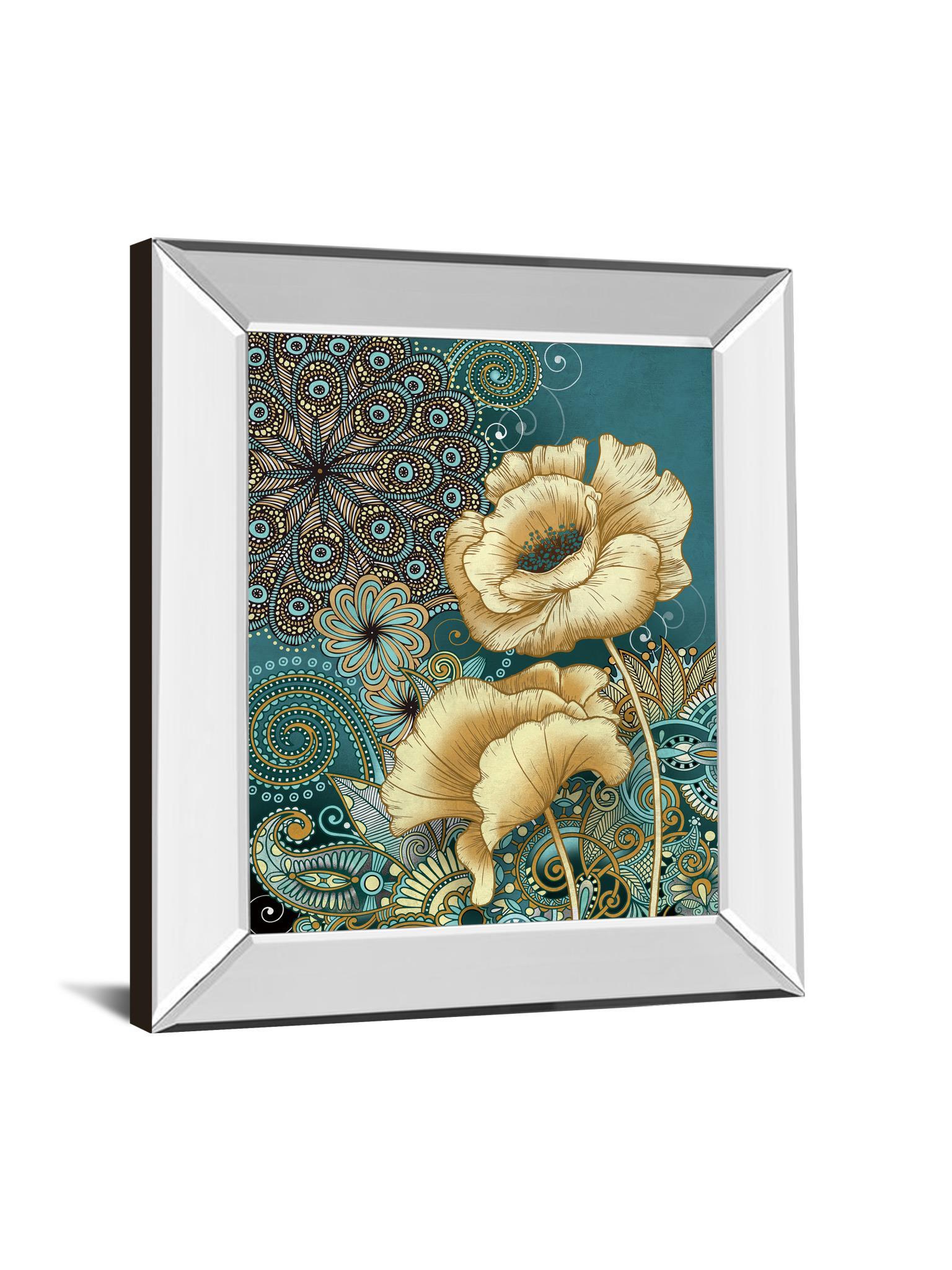 Inspired Blooms 2 By Conrad Knutsen - Mirror Framed Print Wall Art - Green Classy Art