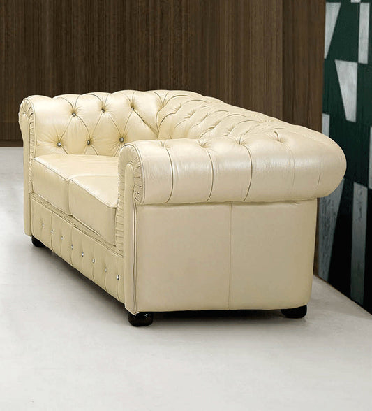 ESF Furniture - 258 Modern Leather Loveseat in Ivory - 2582 ESF Furniture