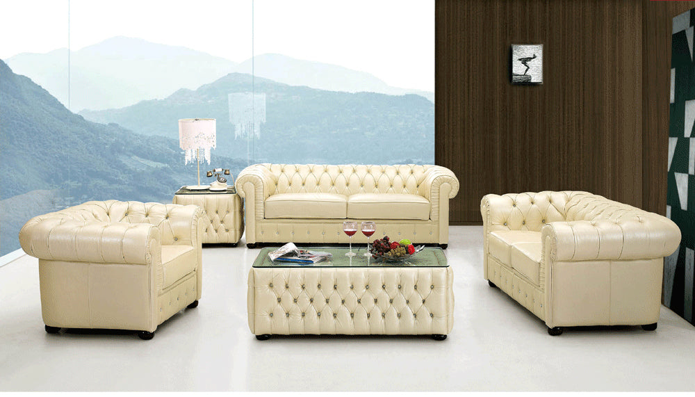 ESF Furniture - 258 2 Piece Sofa Set in Ivory - 258-S+L ESF Furniture