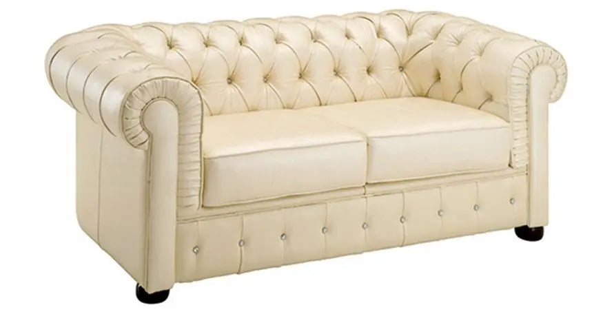 258 Contemporary Sofa and Loveseat in Ivory Color by ESF Furniture ESF Furniture