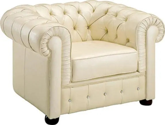 258 Contemporary Sofa and Loveseat in Ivory Color by ESF Furniture ESF Furniture