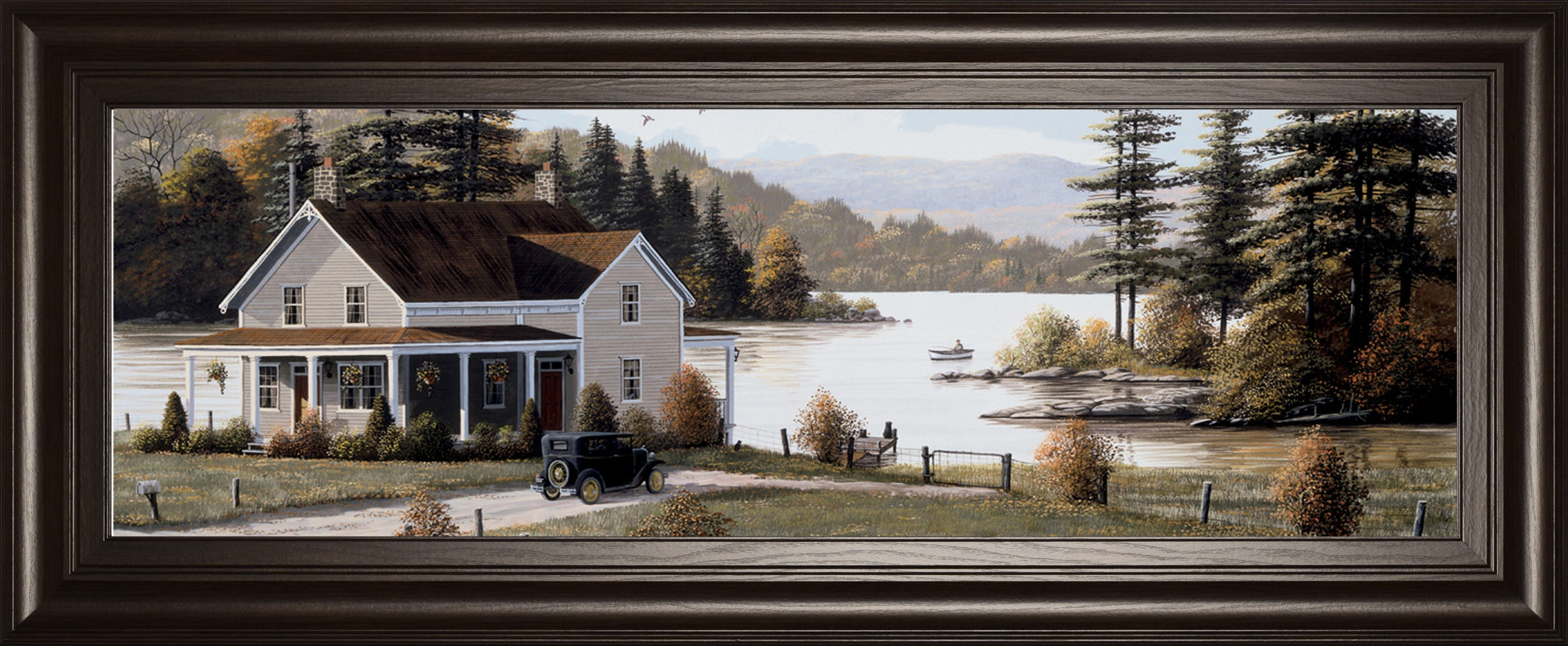 Out On The Lake By Saunders B. - Dark Brown Classy Art