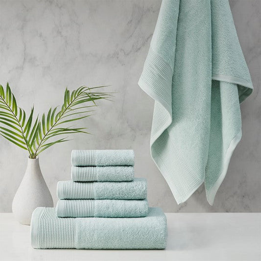 Cotton Tencel Blend Antimicrobial 6 Piece Towel Set Seafoam Olliix.com