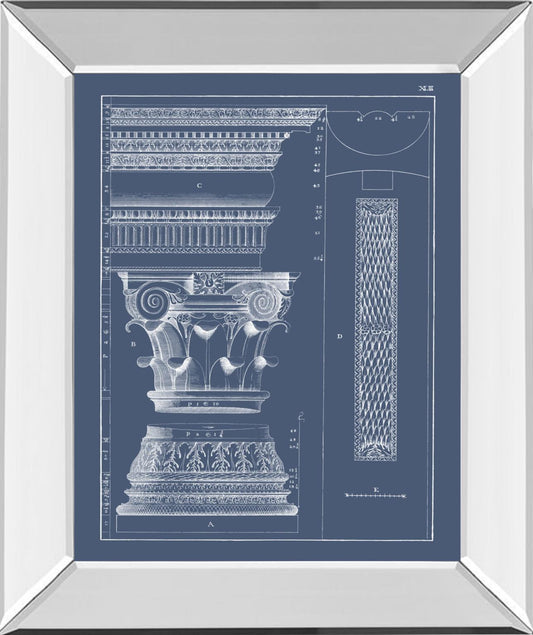 Column & Cornice Blueprint I By Vision Studio - Blue Classy Art