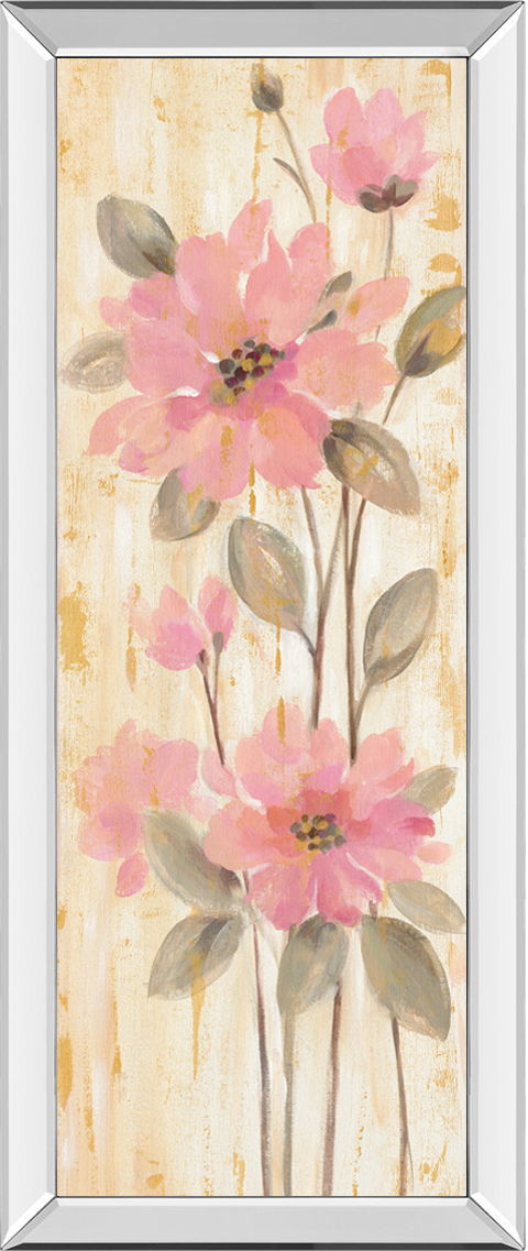 Beautiful Gareden Stems II By Silvia Vassileva - Mirrored Frame Wall Art - Pink Classy Art