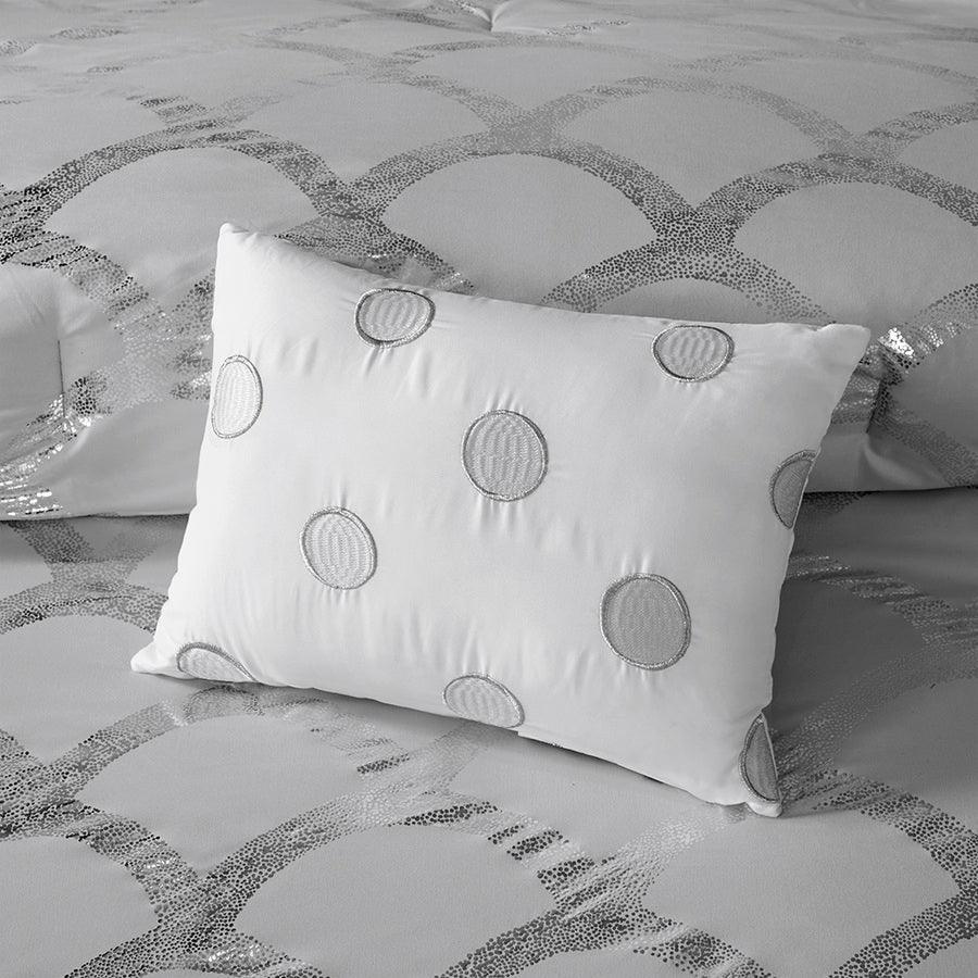 26 " W Lorna Comforter and Sheet Set Gray Queen Olliix.com