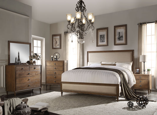 Inverness Beige Linen & Reclaimed Oak Eastern King Bed ACME East