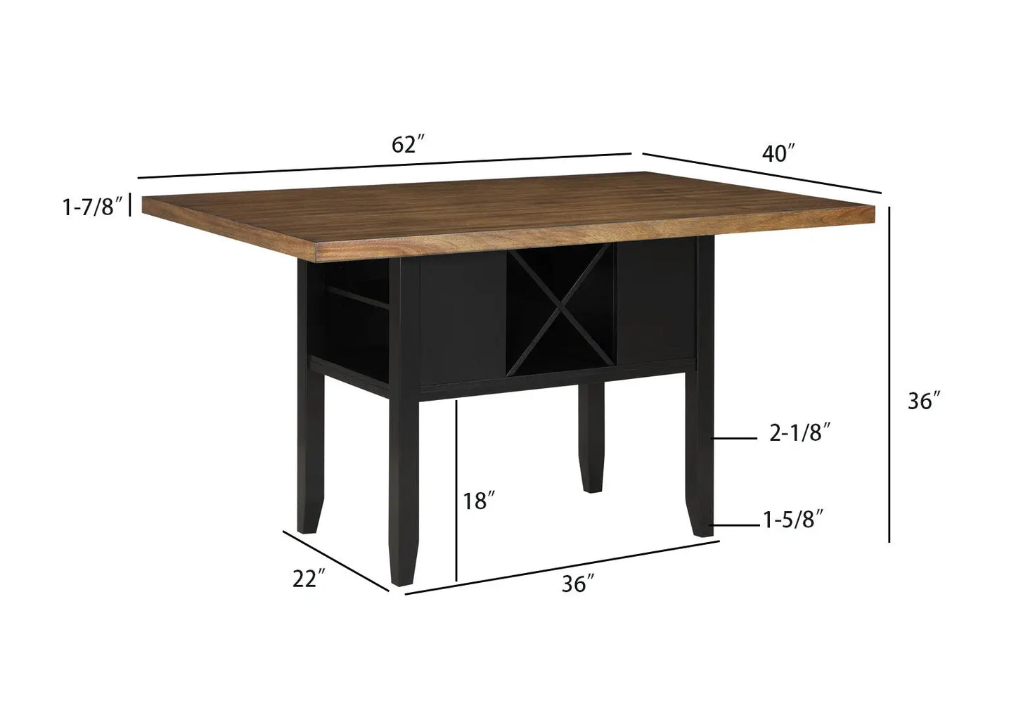 Dary Black/Brown Counter Height Dining Set Crown Mark