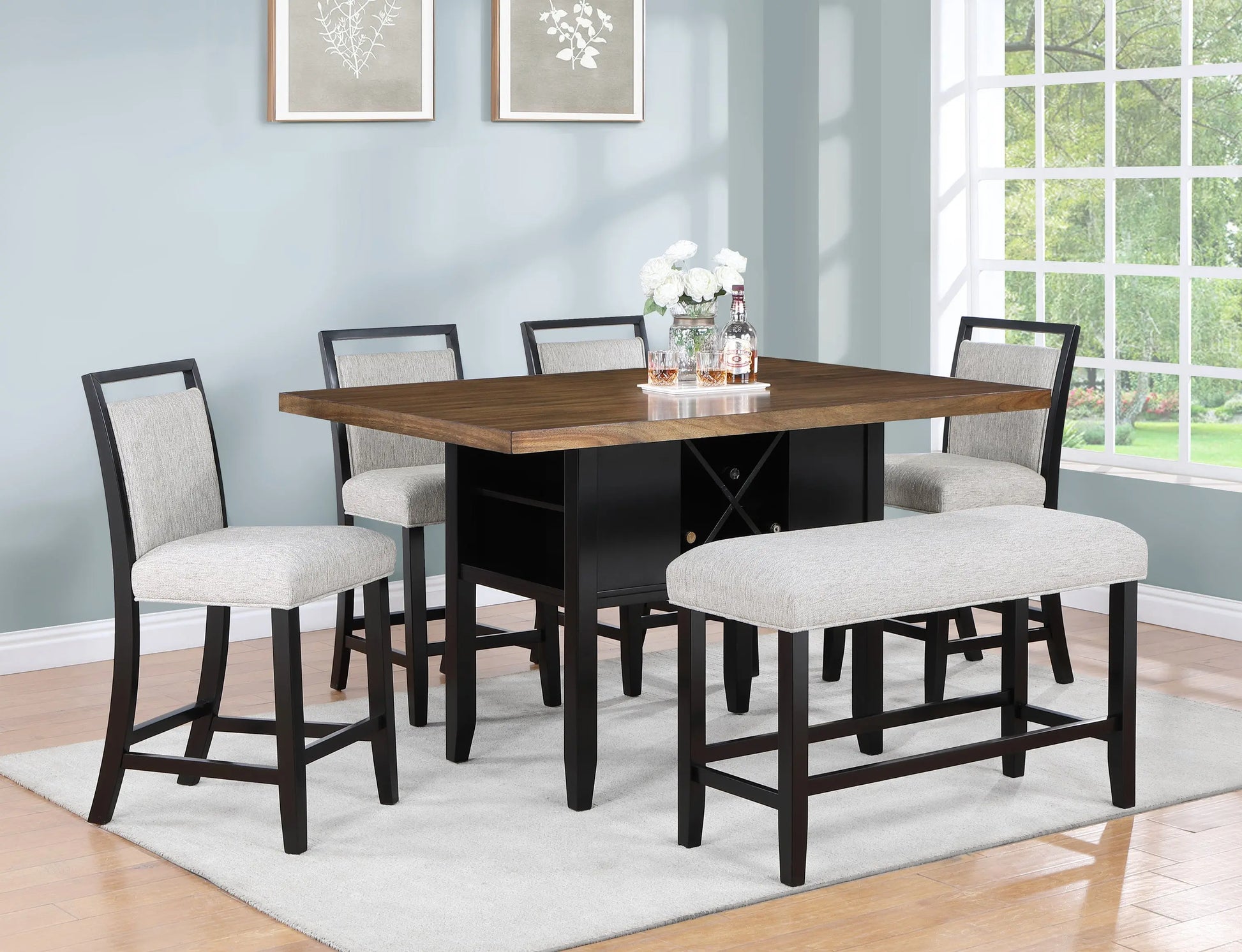 Dary Black/Brown Counter Height Dining Set Crown Mark