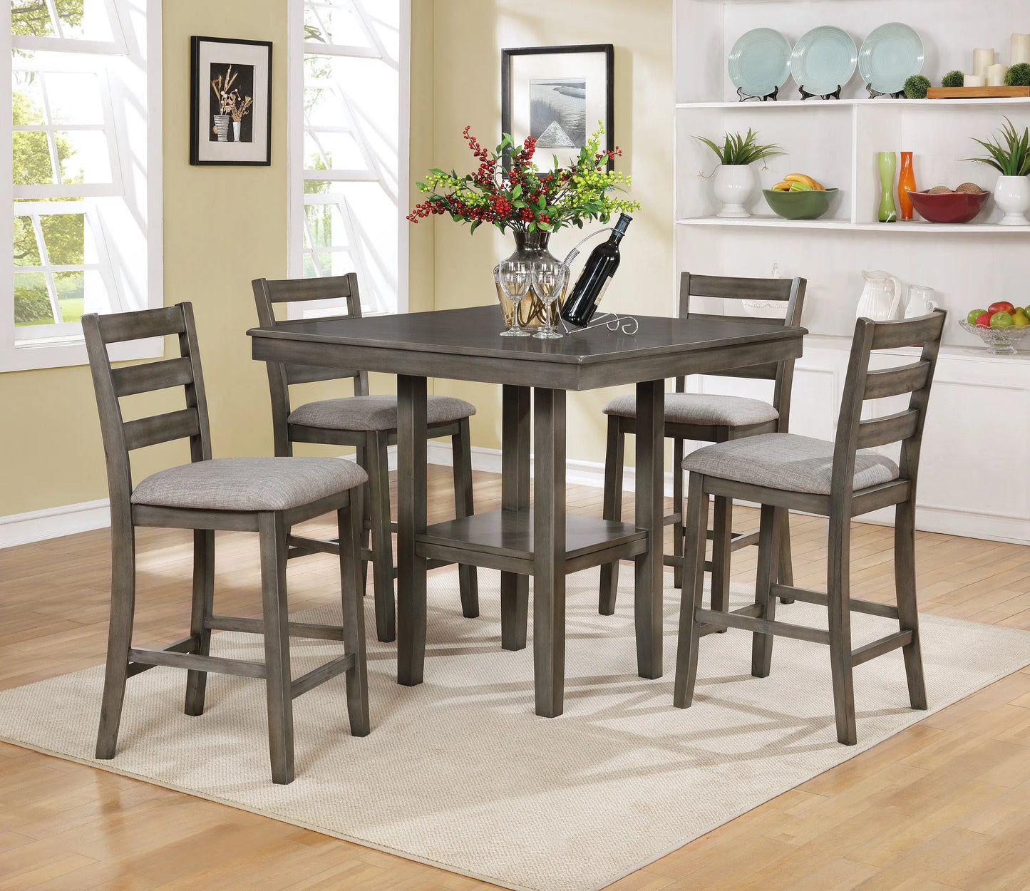 Tahoe Gray 5-Piece Counter Height Dining Set Crown Mark