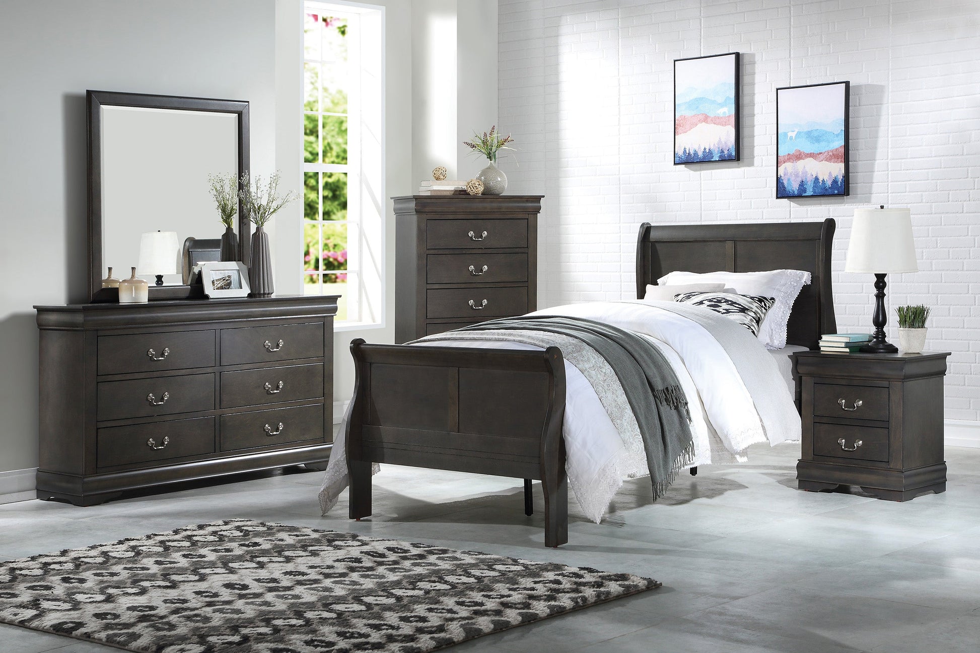 Louis Philippe Dark Gray Full Bed ACME East