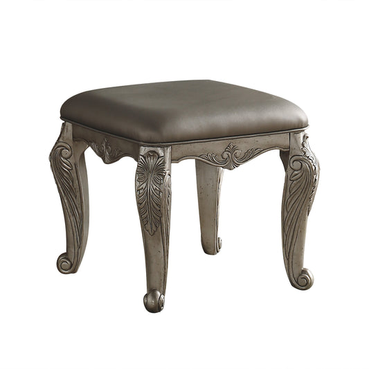 Northville PU & Antique Silver Vanity Stool ACME East