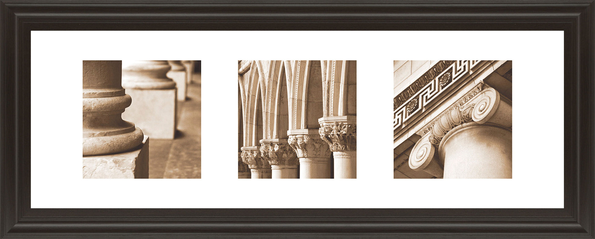 Architectural Triptych I By Tony Koukos - Framed Print Wall Art - Beige Classy Art