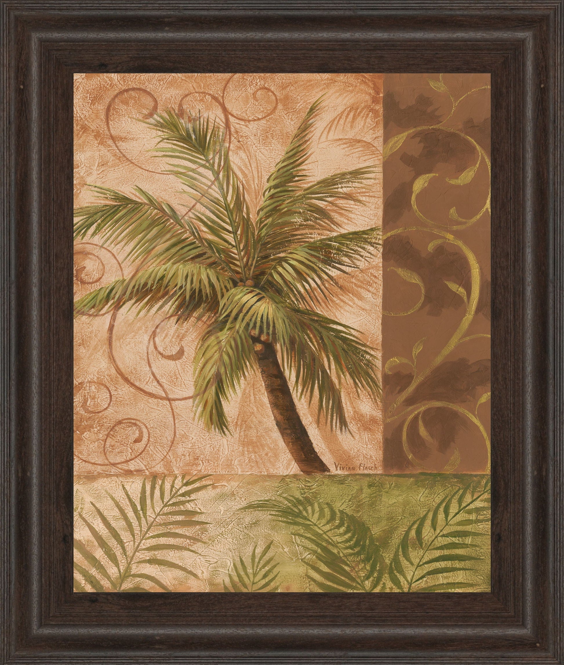 22x26 Tropical Breeze I By Vivian Flasch - Framed Print Wall Art - Green Classy Art