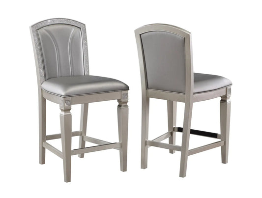 Klina Silver Champagne Counter Height Chair, Set of 2 Crown Mark