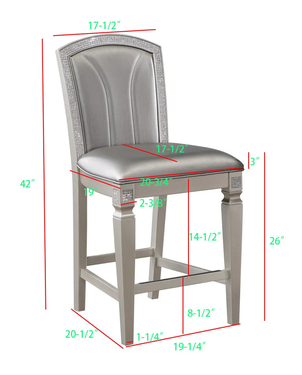 Klina Silver Champagne Counter Height Dining Set Crown Mark