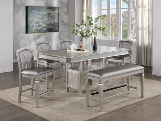 Klina Silver Champagne Counter Height Dining Set Crown Mark