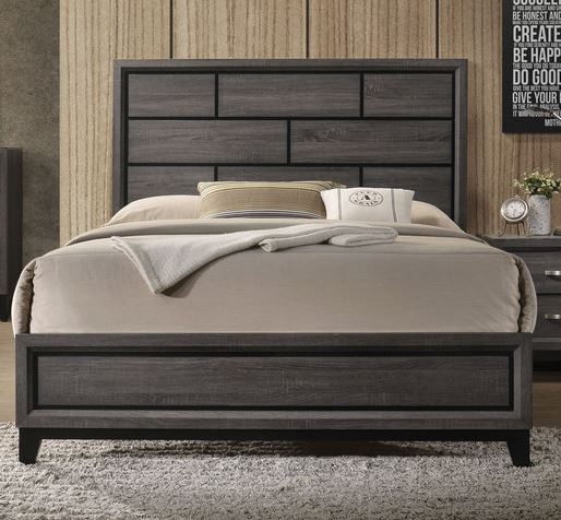 Acme Furniture Valdemar Queen Panel Bed in Weathered Gray 27050Q ACME East