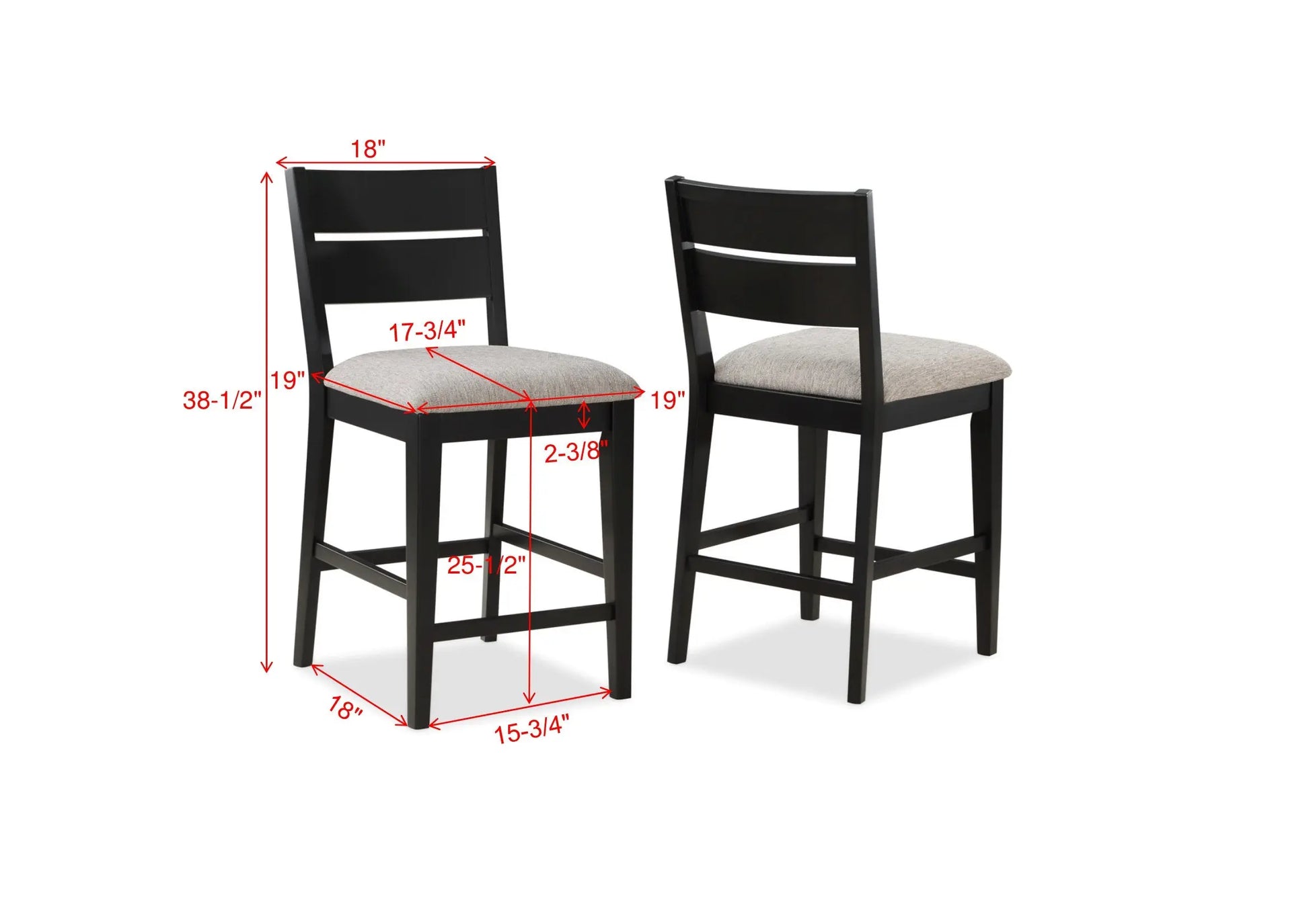 Mathis Black/Gray Counter Height Chair, Set of 2 Crown Mark