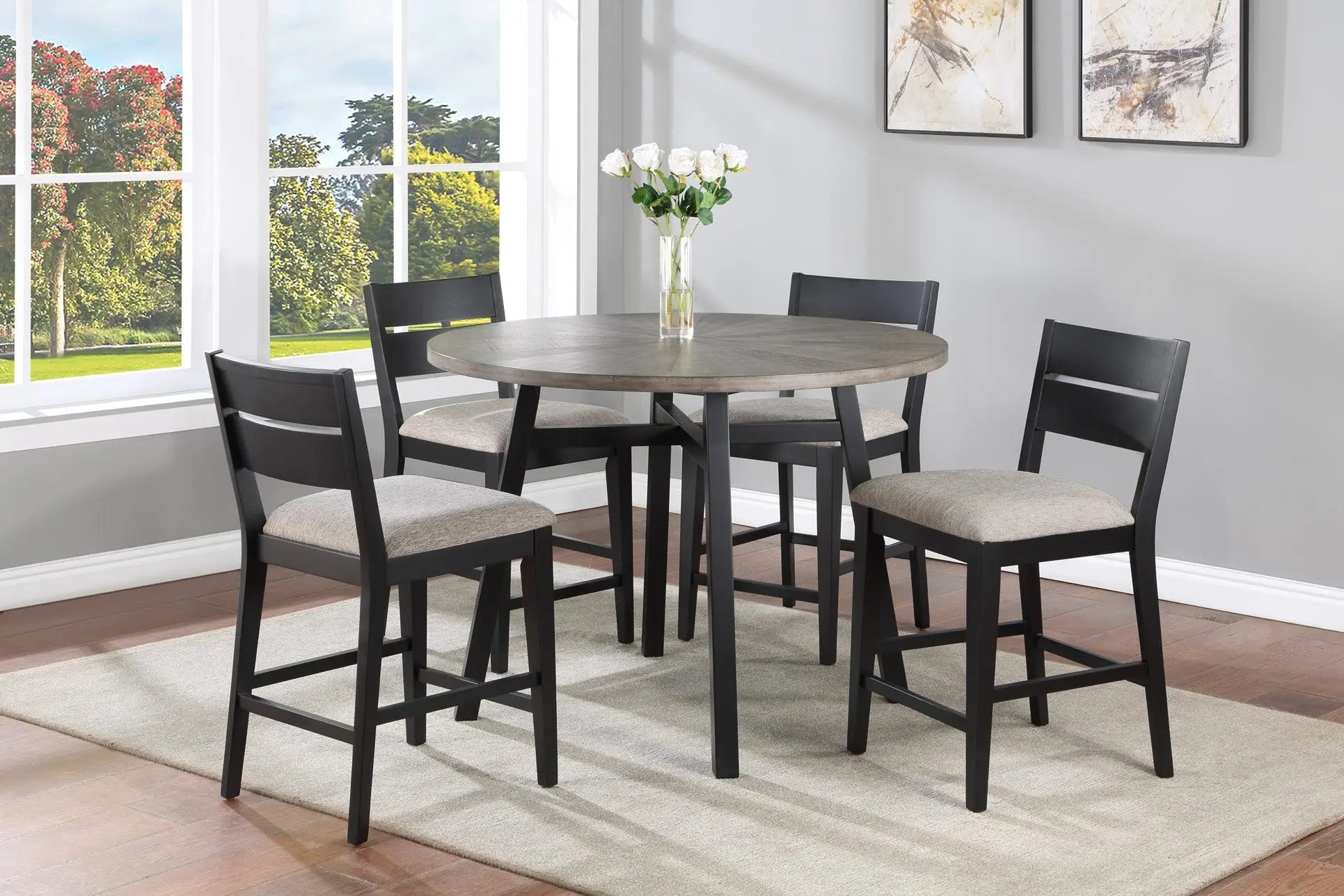 Mathis Black/Gray Counter Height Dining Set Crown Mark