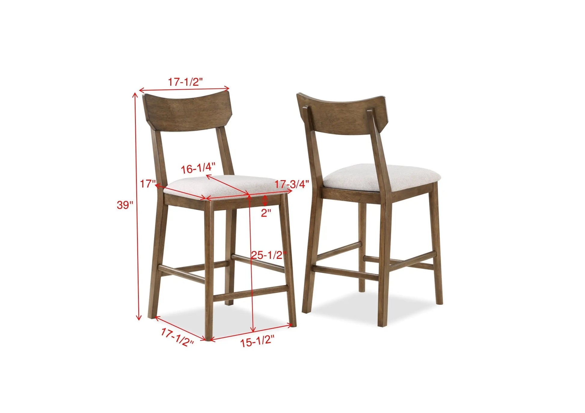 Weldon Brown Counter Height Chair, Set of 2 Crown Mark