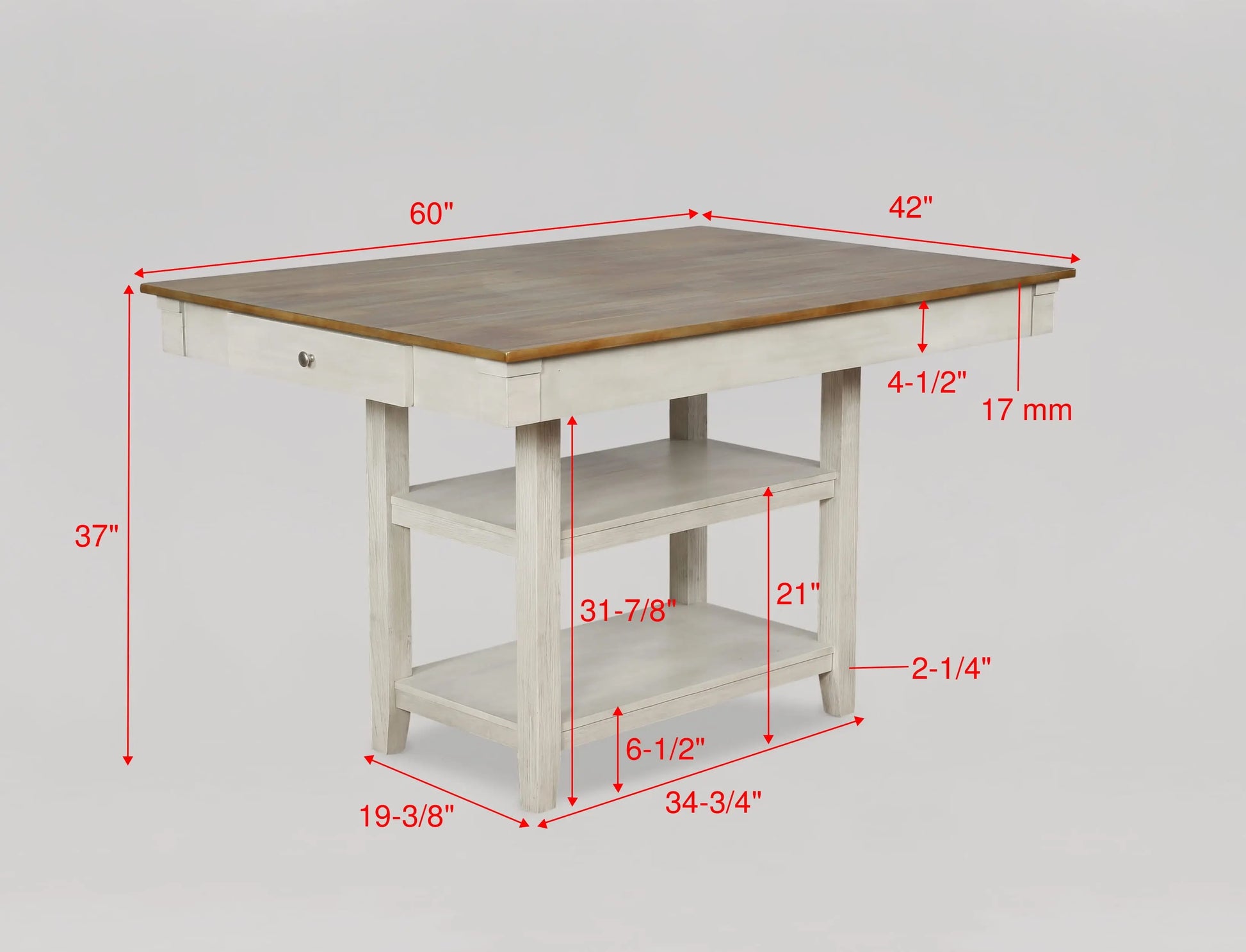 Nina White/Brown Counter Height Dining Set Crown Mark